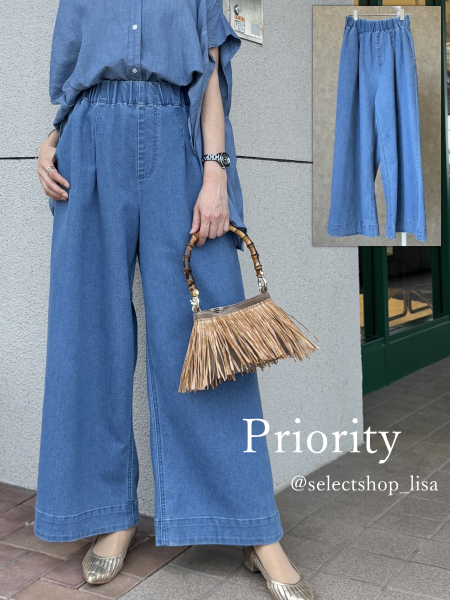 Priority(プライオリティ)プリーツガウチョパンツ・ベロア