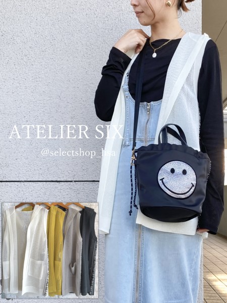 【送料関税無料】 ATELIER SIX(アトリエ シックス)サイドラインフードメッシュ トップス