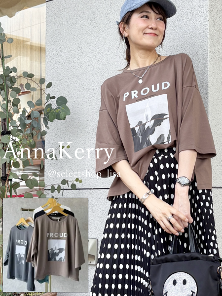 A nna Kerry アンナケリー 今期新作 ピンク タイトスカート　タグあり Anna Kerry(アンナケリー)フォトプリントロゴ7分袖Tシャツ