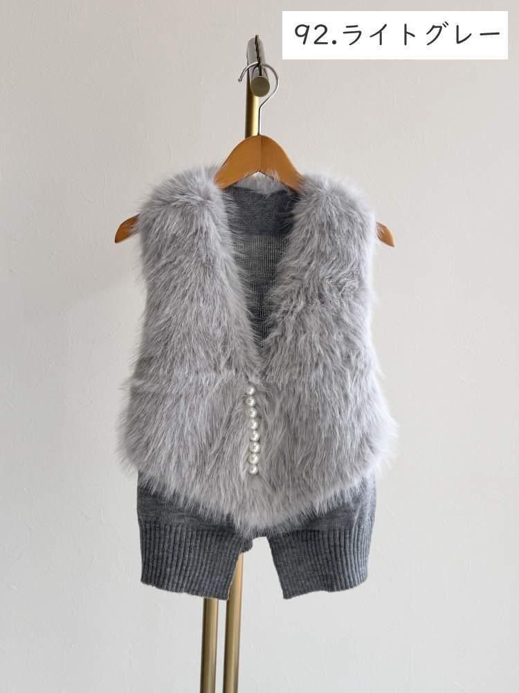 未使用級♡ダーマコレクション フォックスファー ウールベスト グレー 希少モデル 美品 ダーマコレクション フォックスファーベスト ￼ウール グレー