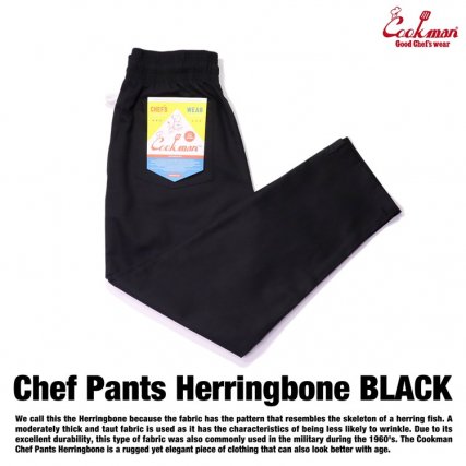 <img class='new_mark_img1' src='https://img.shop-pro.jp/img/new/icons14.gif' style='border:none;display:inline;margin:0px;padding:0px;width:auto;' />クックマン　Chef Pants Herringbone Black 