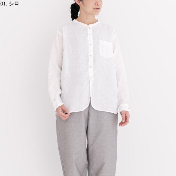 prit 　21/1フレンチリネン　バンドカラーワイドシャツ - 雅楽 音 WASH｜子供服・大人服のセレクトショップ｜通販