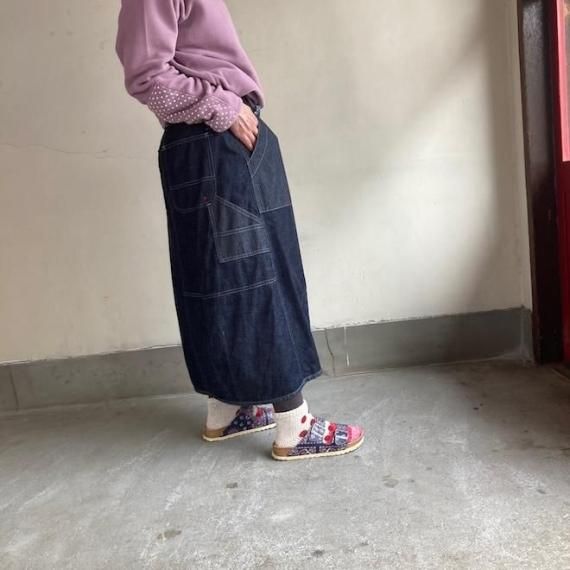 快晴堂デニムオーバースカート レディース＊快晴堂-裾ダーツオーバーオールスカート Girl's デュアル