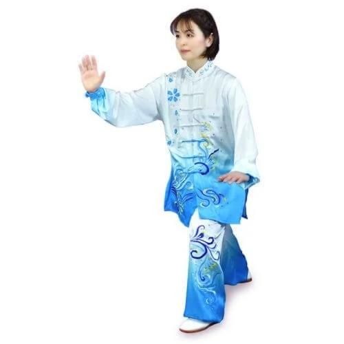 太極拳 表演服 龍鳳舞白青グラデーション ｜太極縁