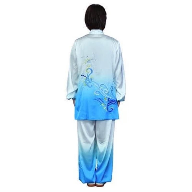 太極拳 表演服 龍鳳舞白青グラデーション ｜太極縁