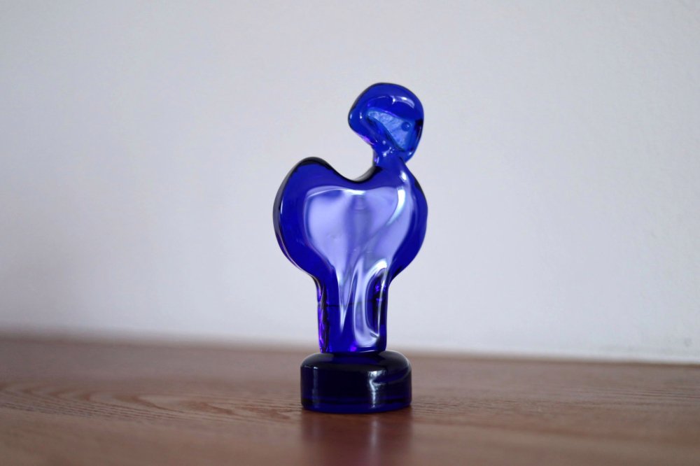 Erik Hoglund(エリックホグラン) ガラスオブジェ 鳥(ブルー) - 工芸品