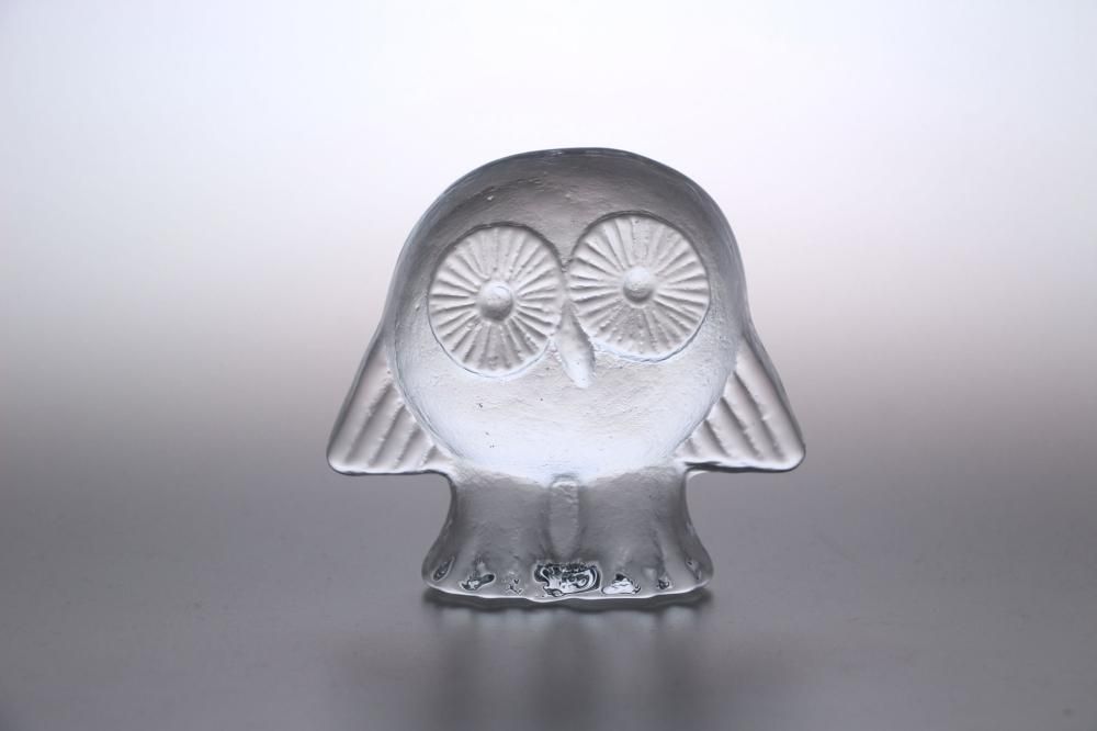 リサラーソン　ロイヤルクローナ　フクロウ　クリスタルガラス　置物　オブジェ Lisa Larson リサ・ラーソン Royal Krona ロイヤル・クローナ