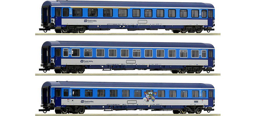 ロコ(Roco)　チェコ国鉄急行客車3両セット 3 pcs. Set: CD Eurofima carriage era VI |  鉄道模型通販専門店エキサイトモデル