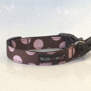 Walk-e-Woo Dot Collar Pink&Brown (XS)