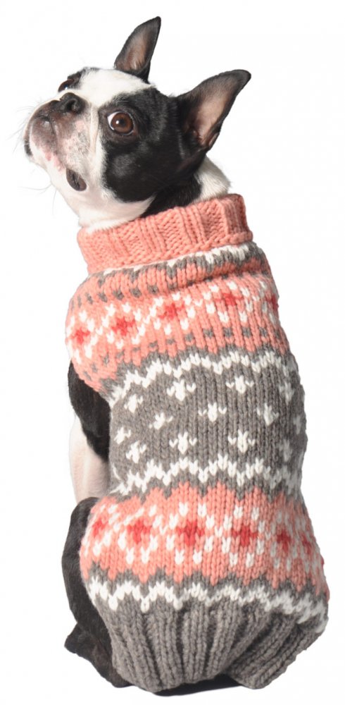 Chilly Dog sweaters- Peach Fairisle (M)　中型犬サイズ