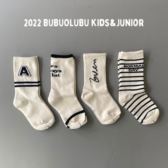 モノトーンソックス靴下4足セット♪- 韓国子供服 BUBUOLUBU ブブオルブ