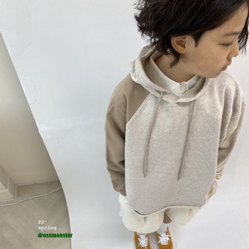 DRESS MONSTER-ドレスモンスター-アンバランスワイドフーディー/ベージュー 韓国子供服 BUBUOLUBU ブブオルブ