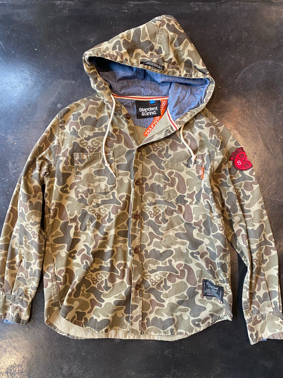 ARMY COTTON HOODIE SHIRTS -USED- MEN'S L 
