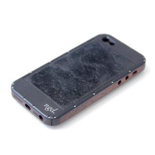 iPhone5/5Sケース　黒ヘアライン　X　革