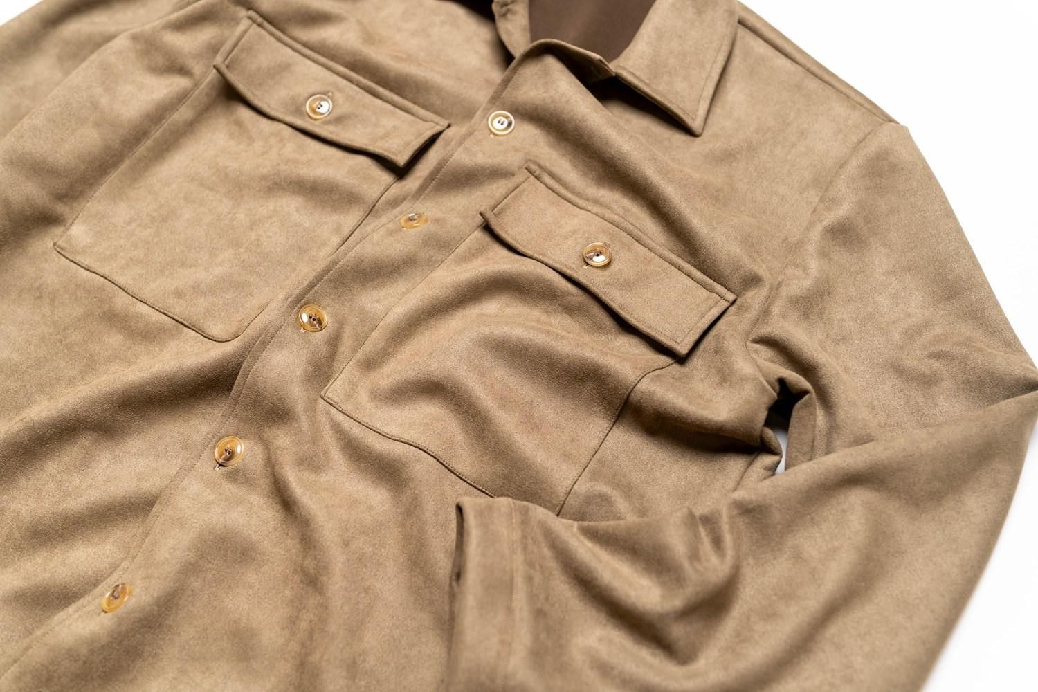 GUY ROVER ストレッチベロア CPO Style Overshirt Olive