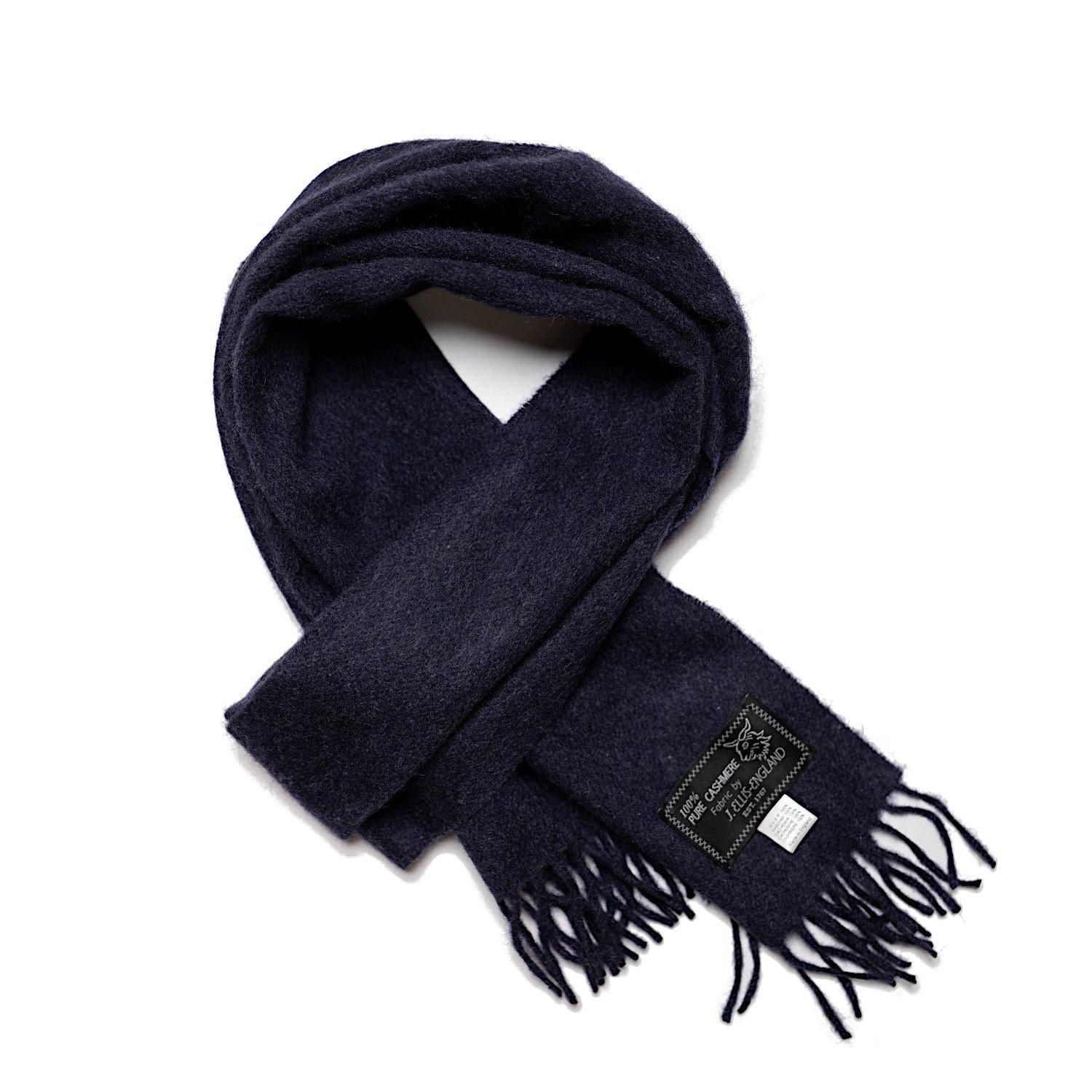 【週末限定価格】カシミア100　ジョシュアエリス　ネイビー　マフラー JOSHUA ELLIS デッドストック カシミアマフラー