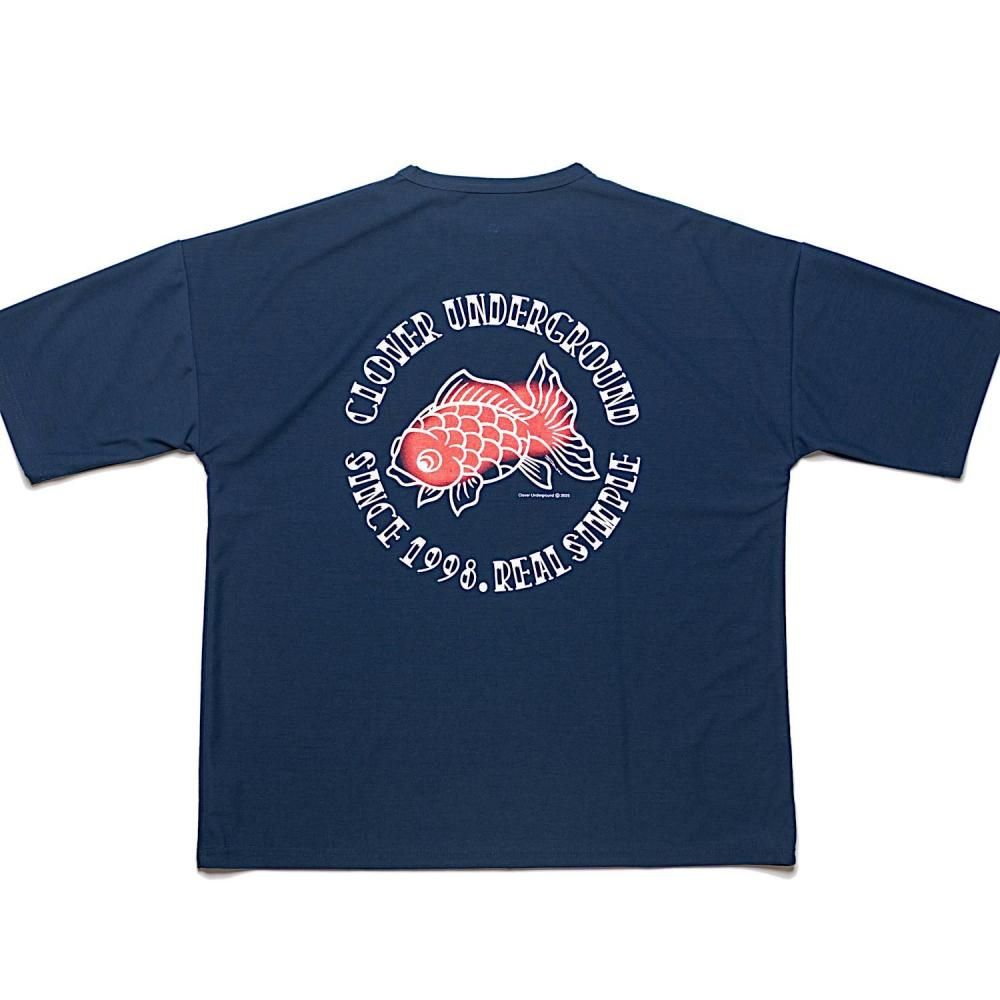 CLOVERU Recycle WIDE Tee GOLDFISH Navy