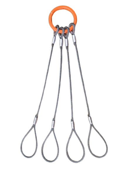 4本吊 片側リング付きワイヤスリング 基本使用荷重2t用 有効リーチ2m【道具屋.com】
