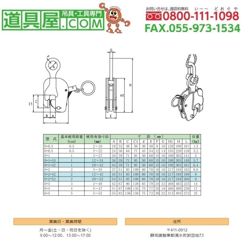 日本クランプ 横つり・縦つり兼用型クランプ ABJ-1.5-27 [A020124] 通販