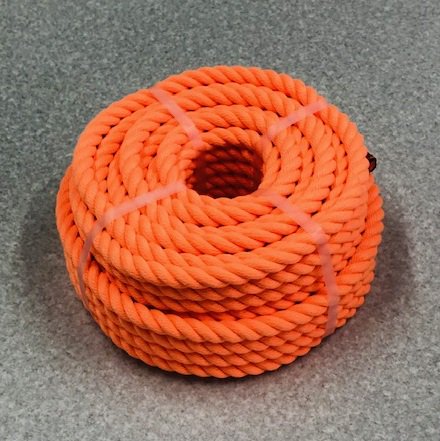 ポリエステルスパンロープ 蛍光オレンジ色 径１２ｍｍ 長さ８０