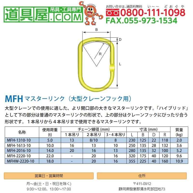 マーテック 大型クレーンフック用マスターリンク 使用荷重18T【道具屋.com】吊具専門通販