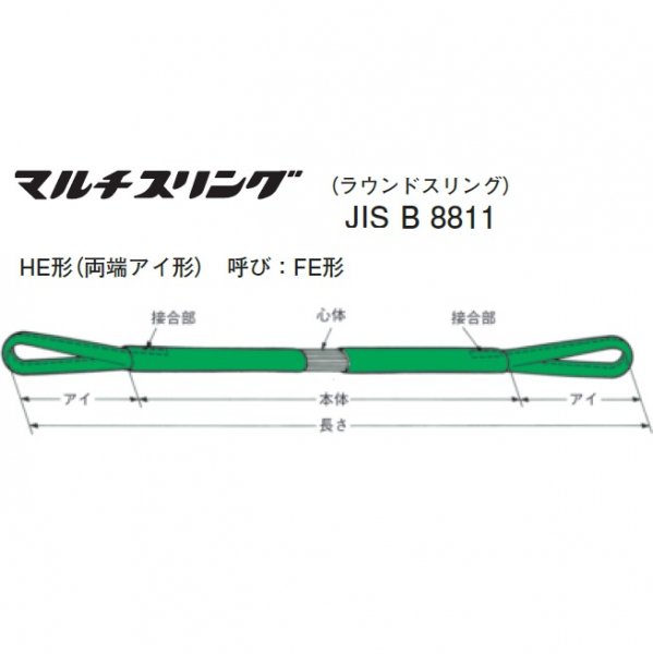 シライ マルチスリング HE形両端アイ FE形 最大使用荷重18t 長さ4m