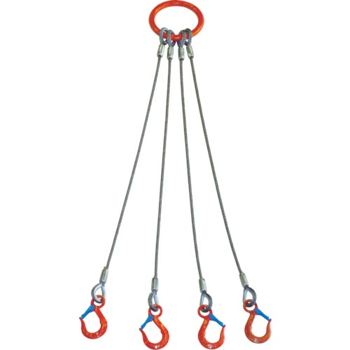 4本吊 ワイヤスリング ワイヤ径10mm 基本使用荷重2t用 有効リーチ2m【道具屋.com】吊具・ワイヤーロープ専門通販