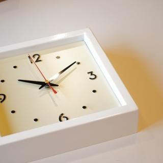 ��OUTLET/�����ʡ�SQUARE STEEL CLOCK WH ���������������륯���å� �ۥ磻��