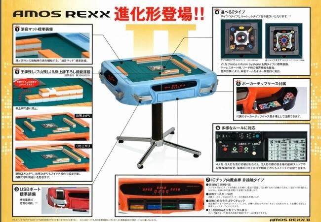 全自動麻雀卓 AMOS REXX2 アモス レックス2 ルーレットタイプ イス・サイドテーブルフルセット - 全自動麻雀卓の通信販売｜雀卓ファクトリー