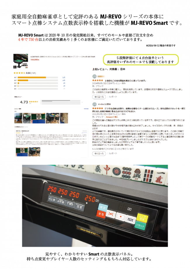 限定カラー 点数表示付き 全自動麻雀卓 MJ-REVO Smart Gレッド 3年保証 Exclusive Edition -  全自動麻雀卓の通信販売｜雀卓ファクトリー