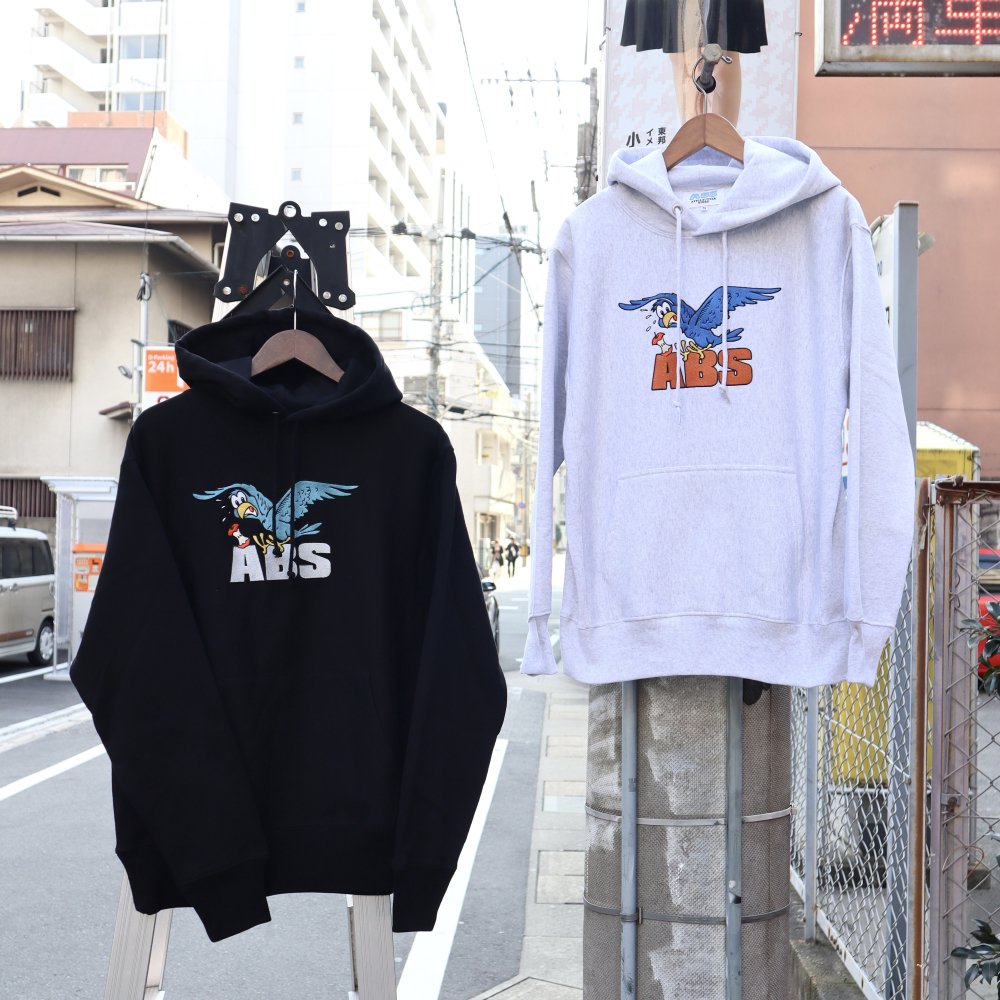 APPLE BUTTER STORE<br>BIRD LOGO EMBROIDERED ASH HOODIE<br>