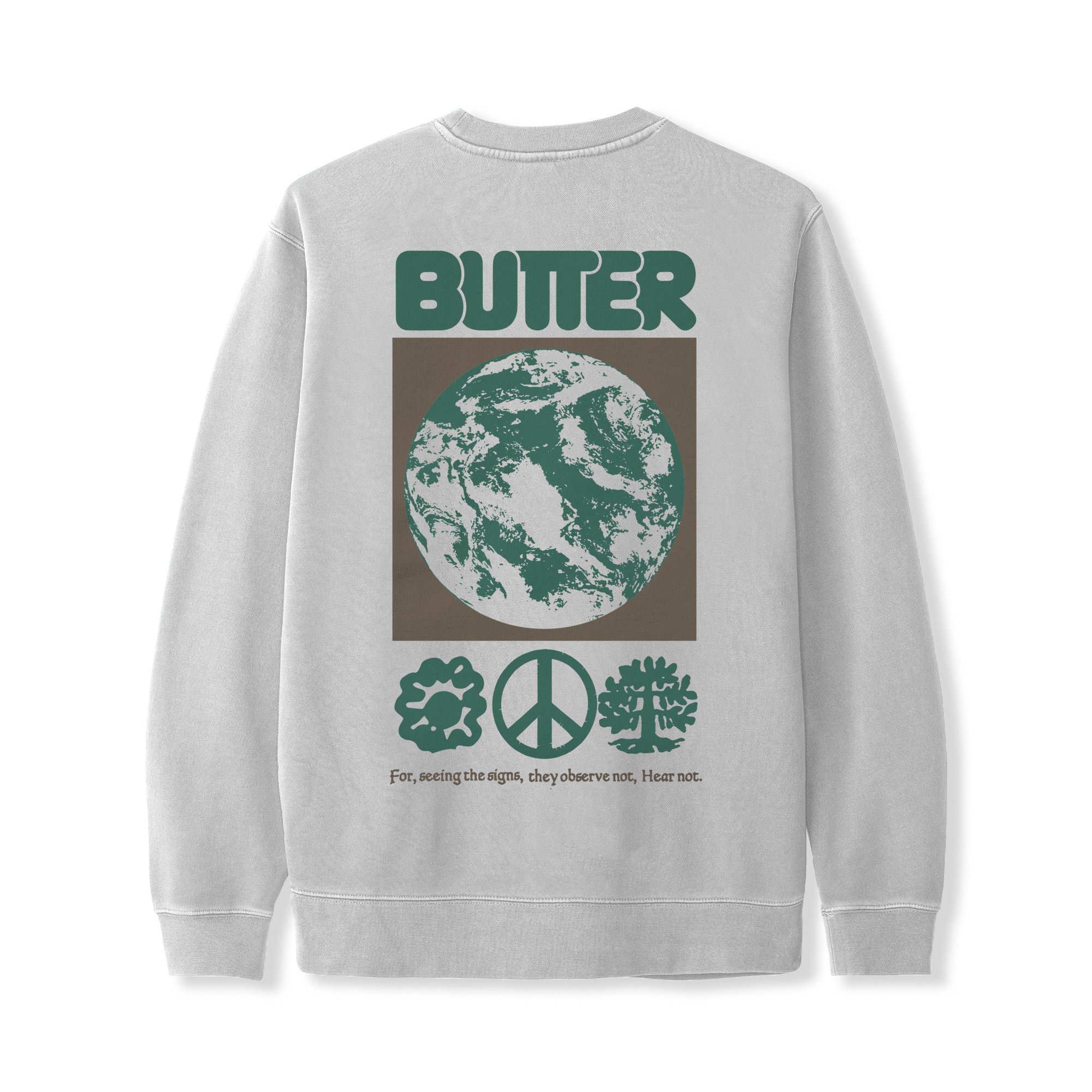BUTTER GOODS<br>PEACE ON THE EARTH CREWNECK SWEATSHIRT<br>