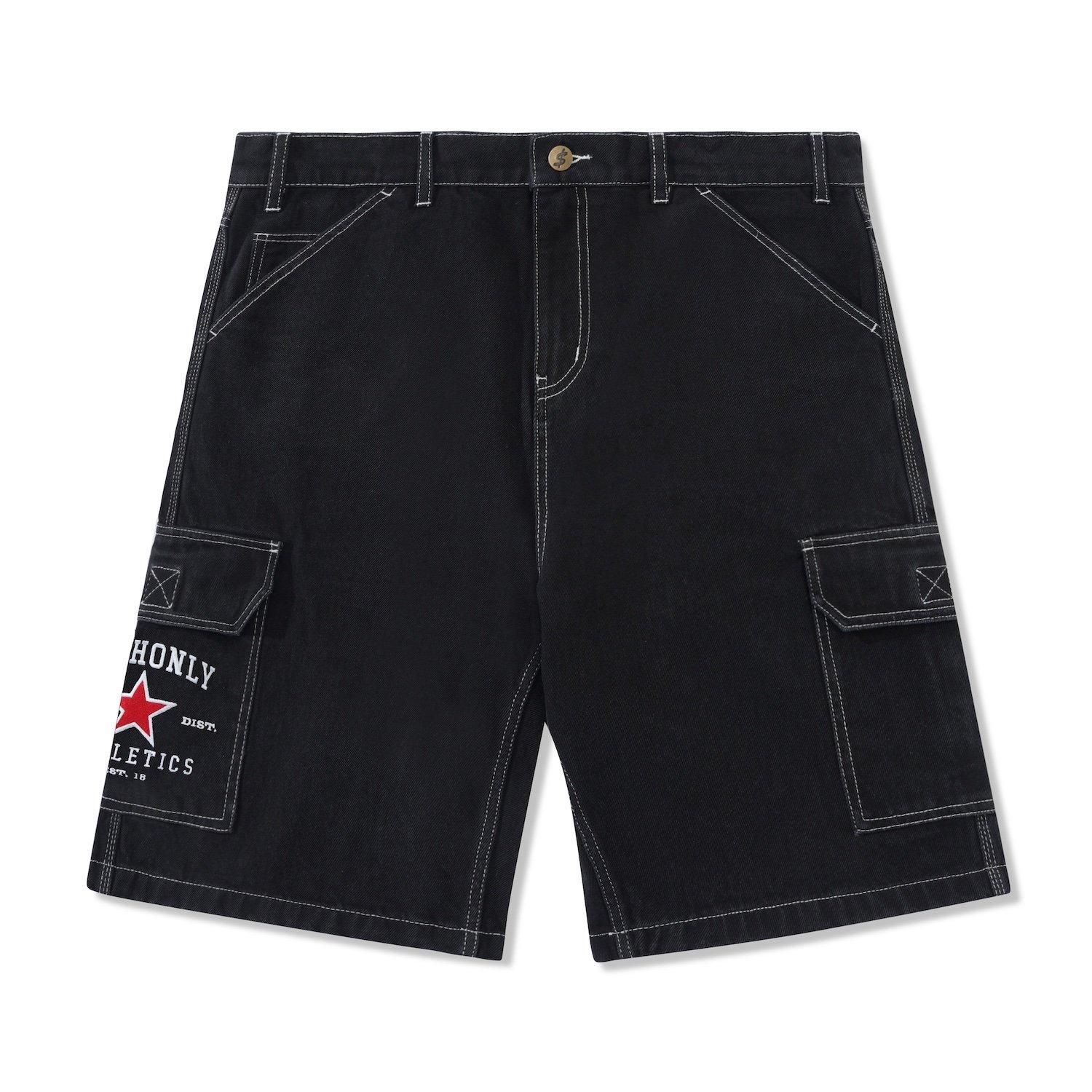 Cash only denim shorts デニムショーツ Cash Only Logo Denim Shorts - Washed Indigo – Pass~Port