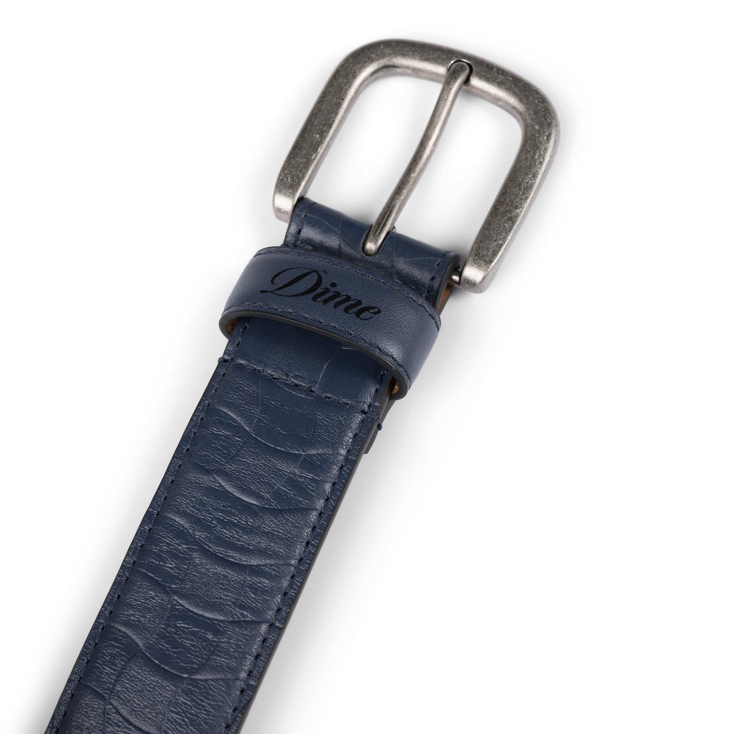 Dime Checkered Leather Belt / Navy (ダイム ベルト