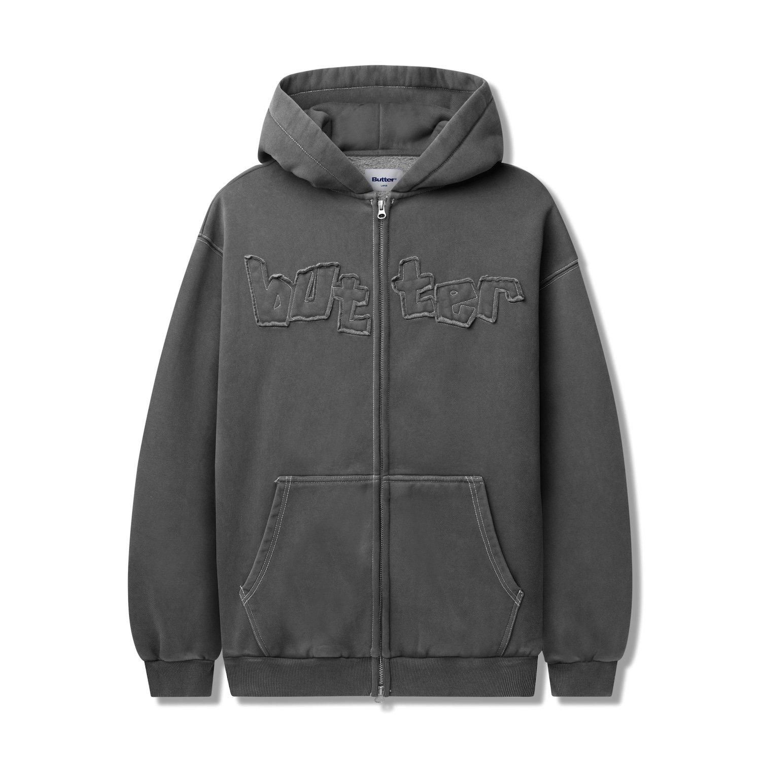 BUTTER GOODS<br>Mineral Wash Zip-Thru Hood<br>