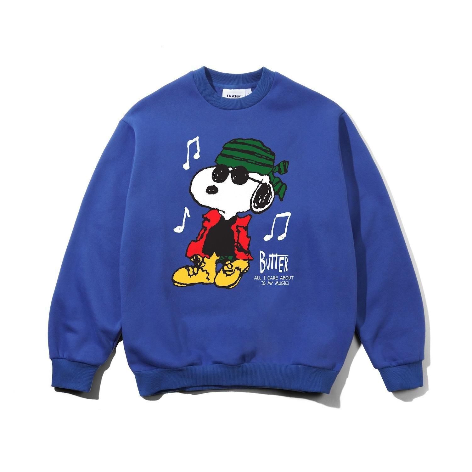 BUTTER GOODS  PEANUTS<br>Music Crewneck<br>