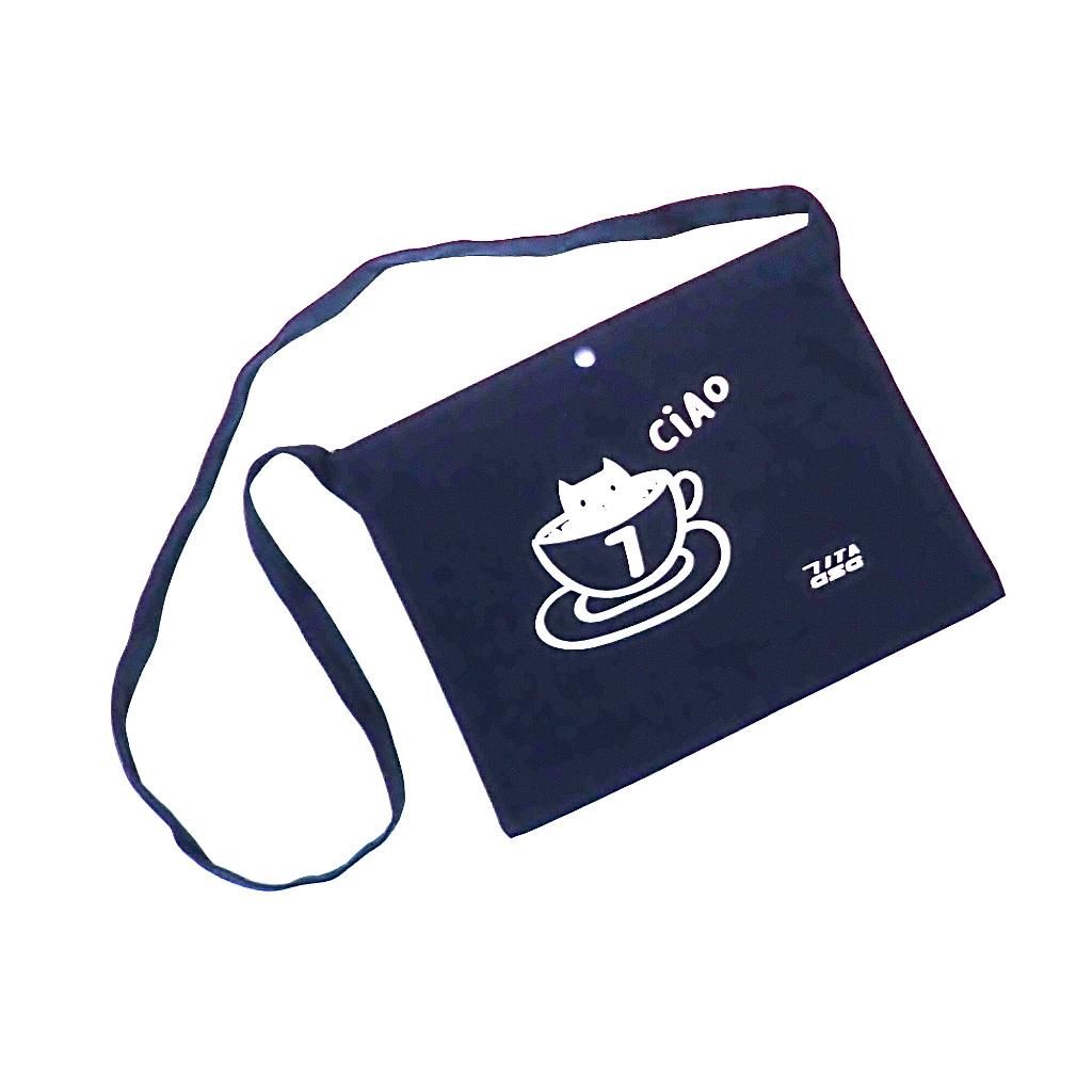 7ITA Cafe Cat Musette Bag Navy | カフェキャット・デザインの