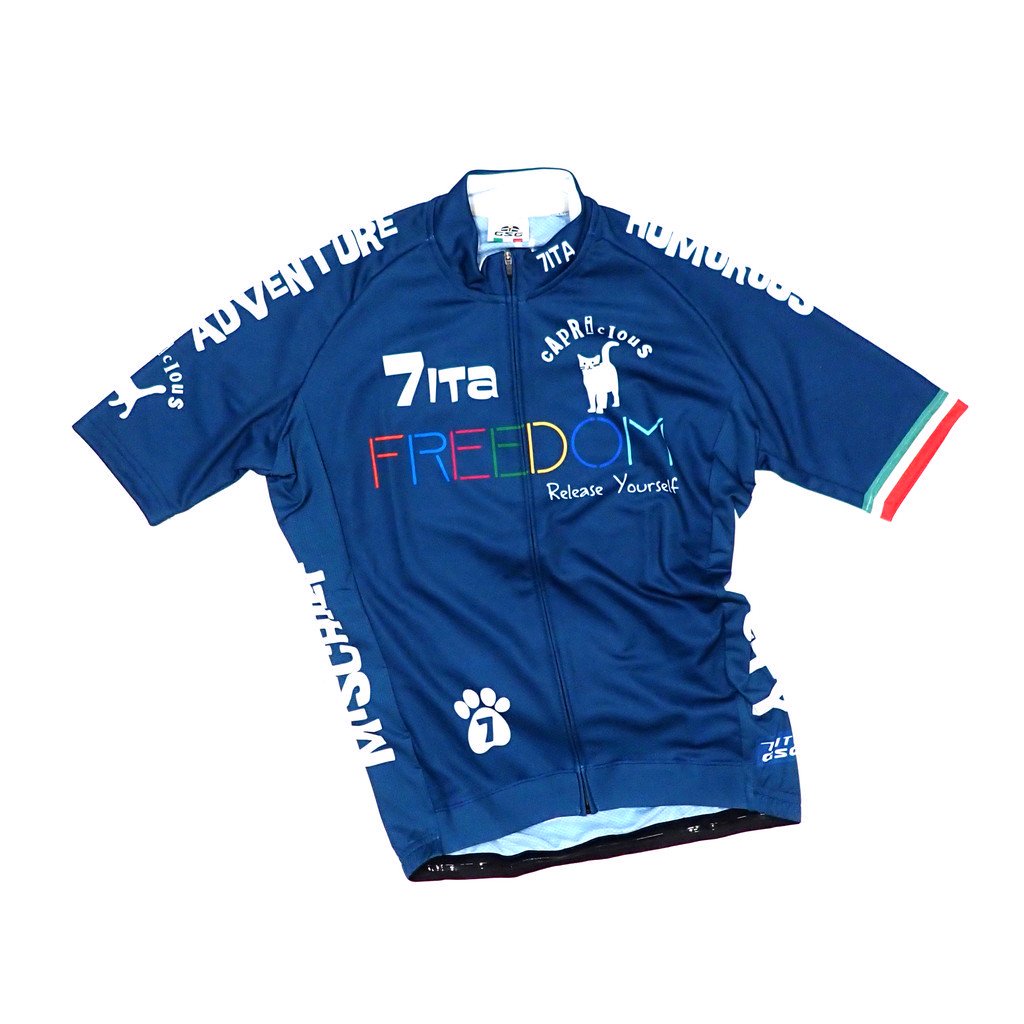 7ITA Freedom Cat Jersey Navy | 自由なネコ達のサイクルジャージ - 7 BiCYCLE Products