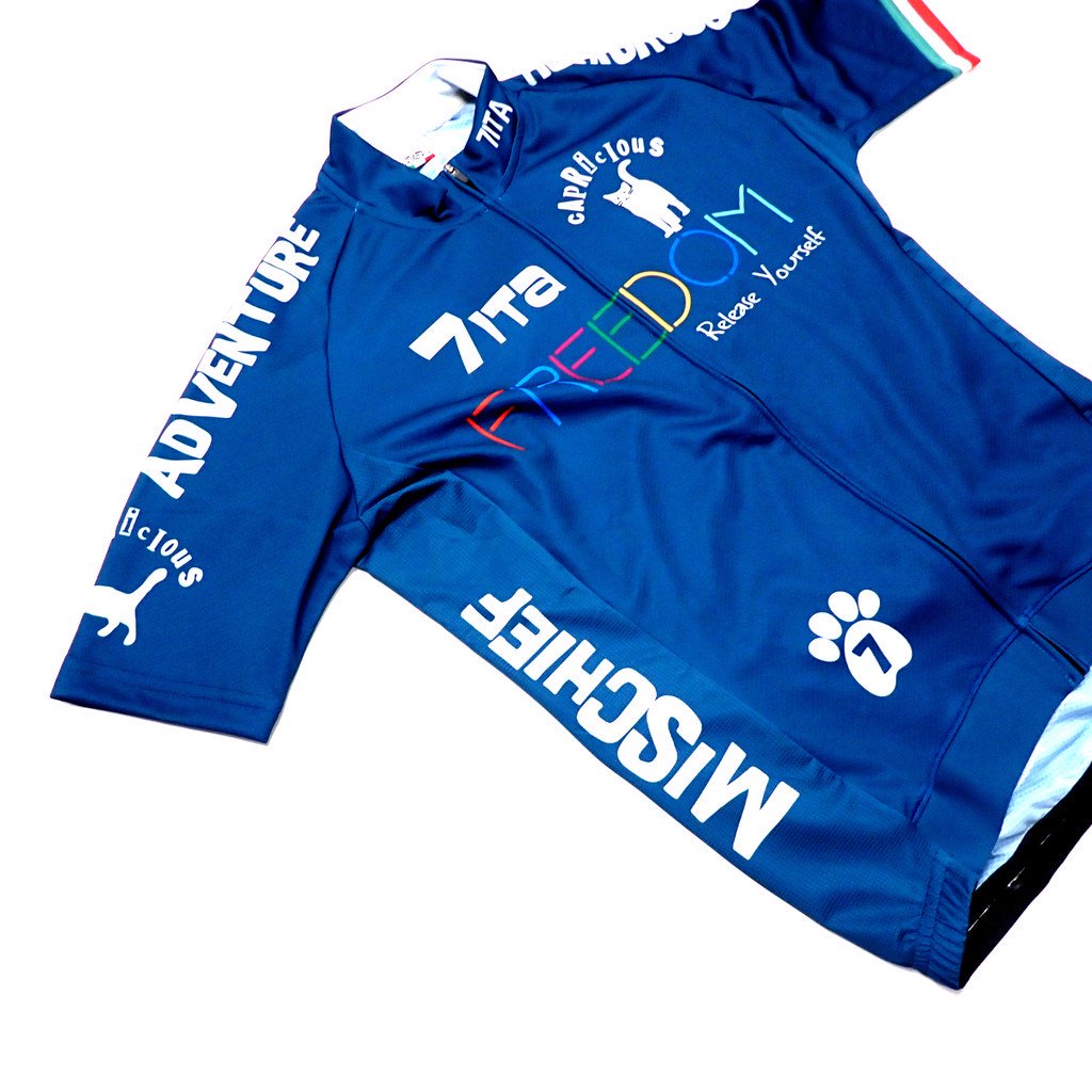 7ITA Freedom Cat Jersey Navy | 自由なネコ達のサイクルジャージ - 7 BiCYCLE Products