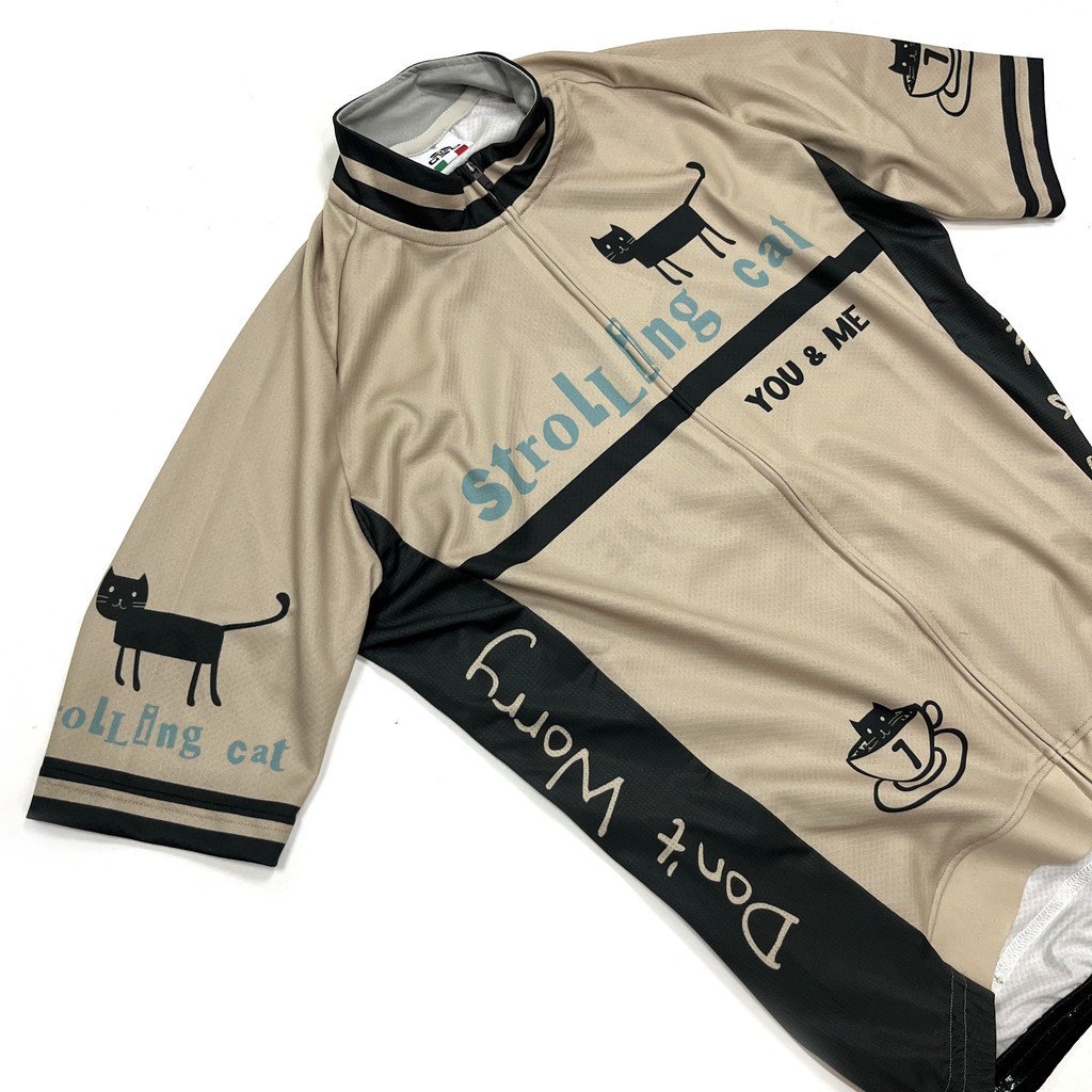 7ITA Strolling Cat Jersey Beige | 自転車用サイクルジャージ - 7 BiCYCLE Products