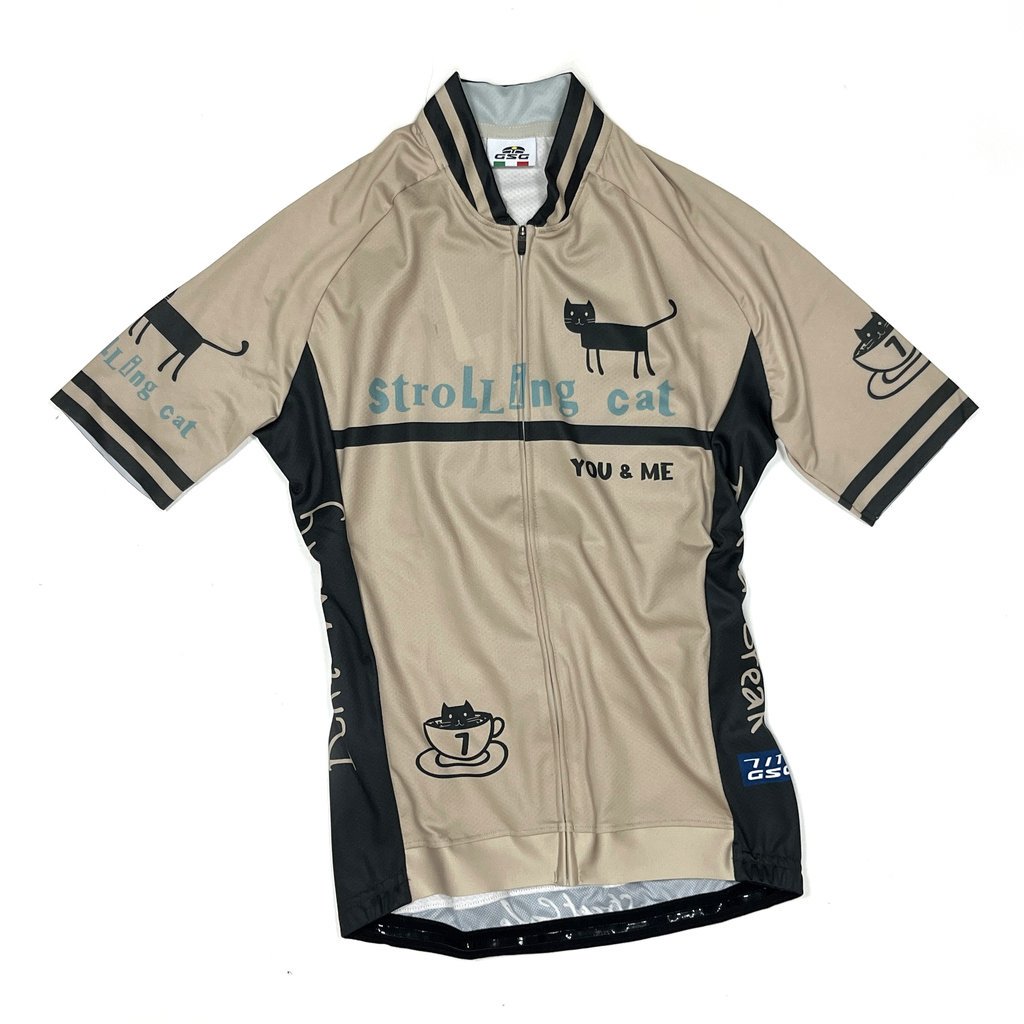 7ITA Strolling Cat Lady Jersey Beige | 自転車用カフェ風ジャージ - 7 BiCYCLE Products