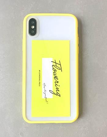 Iphoneケース クリア イエローフレーム フラワーリング