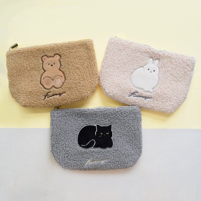 新品 milpoche おむつポーチ くま ふわふわ もこもこ ベア - トイレ