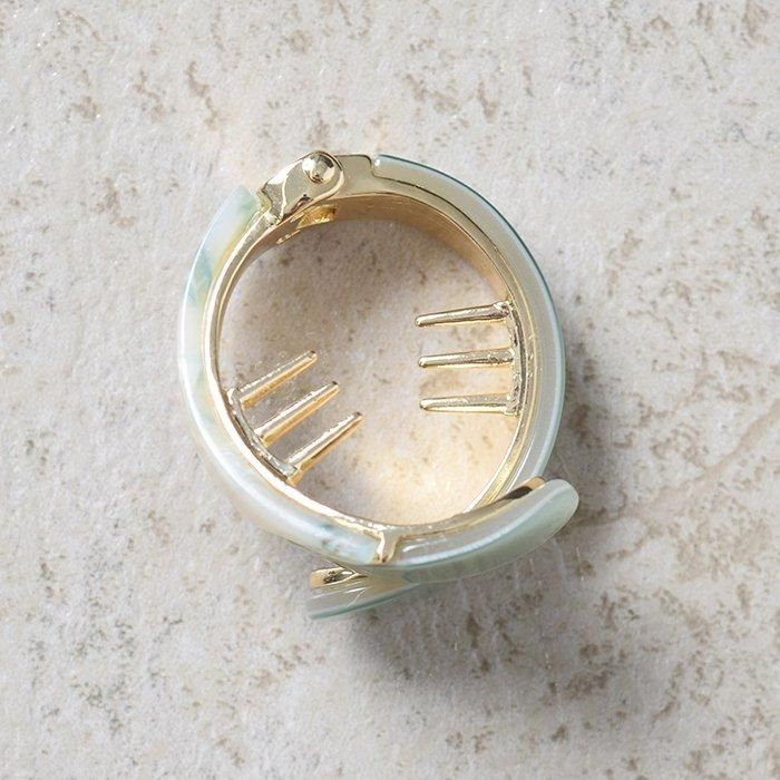 マーブルバイカラー｜サイズレステールクラッチ｜フラワーリング