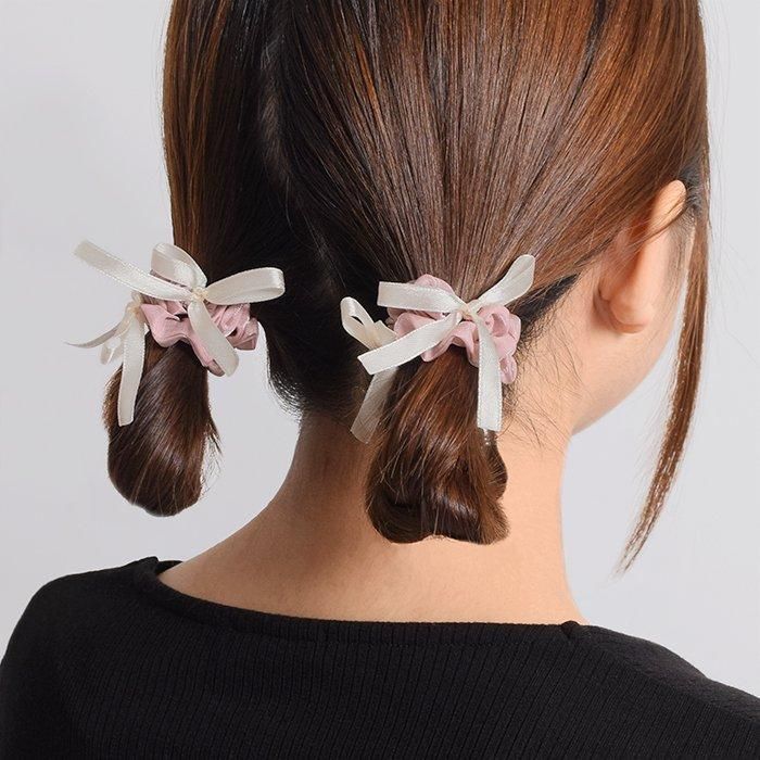 ミヤ リボンヘアアクセサリーセット ツインリボン｜ミニシュシュ｜ヘアアクセサリー｜フラワーリング
