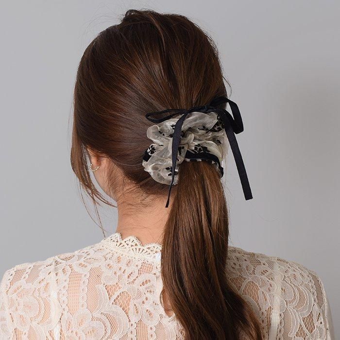 オーガンジー×フロッキー加工｜シュシュ｜フラワーリングオンラインストア