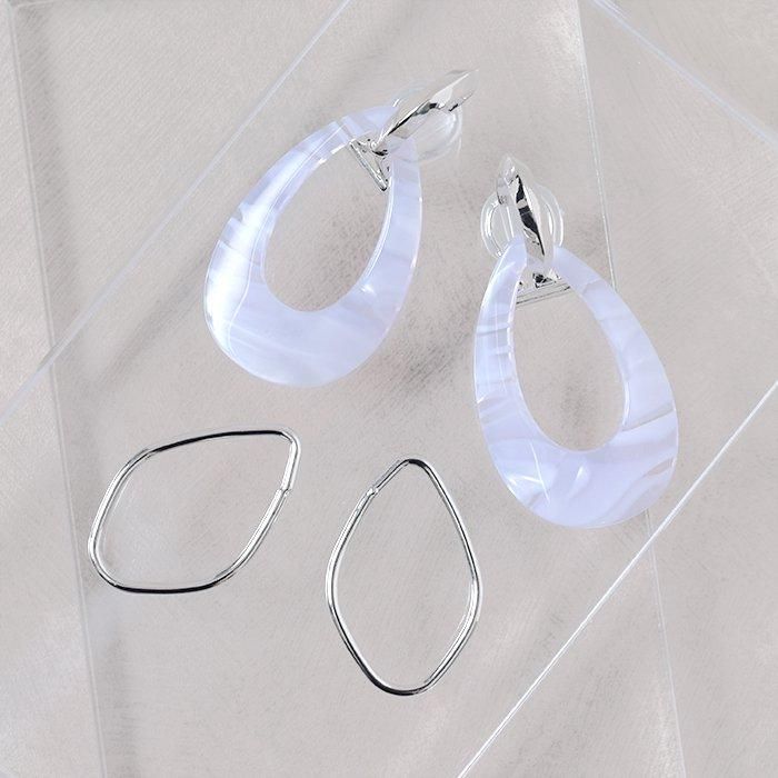 【ほぅ】＊SALE＊彫刻ドロップシェル大粒イヤリング シェル風×ドロップ｜カスタムイヤリング｜フラワーリングオンラインストア