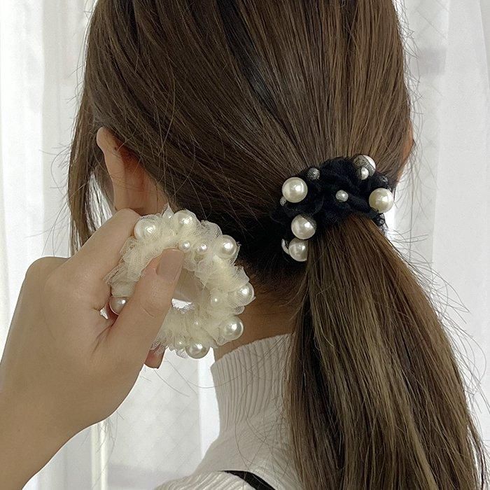 140雪の結晶ブルーパール氷 オーダーヘアゴム　ヘアアクセサリー　くるみボタン 140雪の結晶ブルーパール氷 オーダーヘアゴム ヘアアクセサリー くるみ