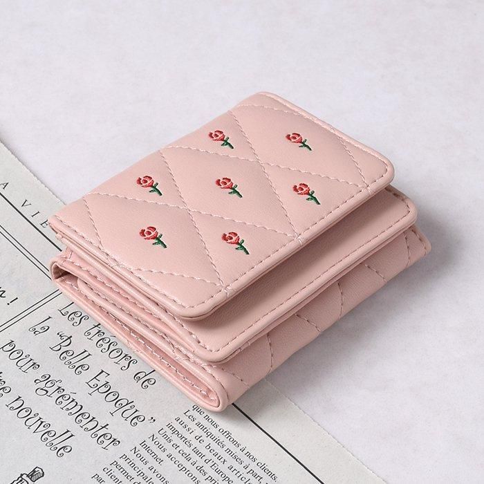 ロラライハリス♡ブラウンサテンキルト♡刺繍のちょこっとお出かけミニバッグ♡ ロラライハリス♡ブラウンサテンキルト♡刺繍のちょこっと