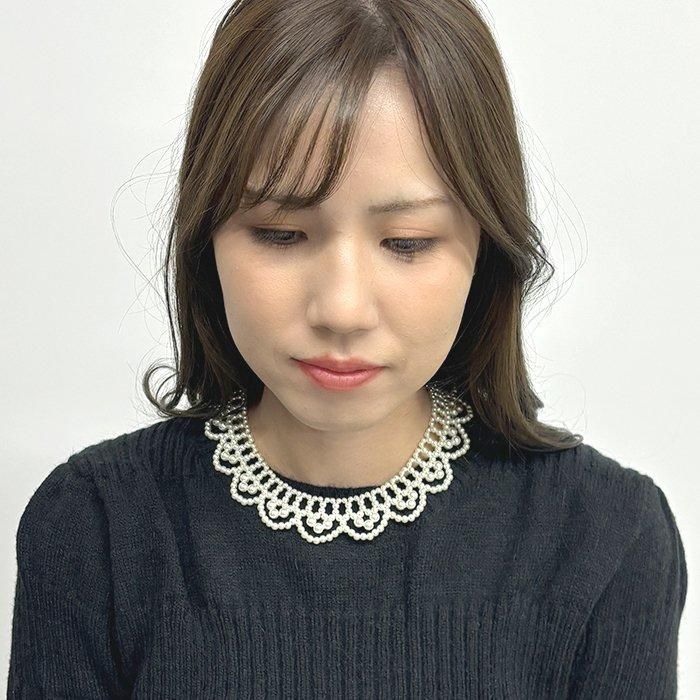 パールビーズ×スカラップ｜ネックレス｜フラワーリング